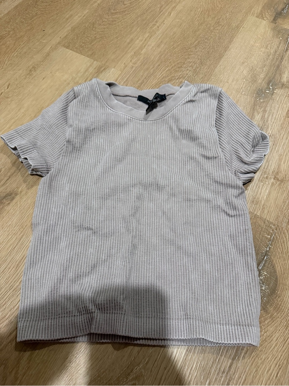 Forever 21 Ribbed Short-Sleeve Tee in beige